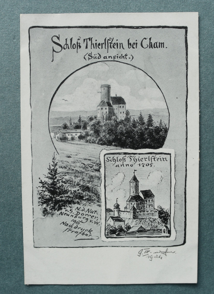 AK Cham / 1921 / Künstler Karte Dorrer Neuburg v W / Mehrbildkarte / Schloss Thierlstein bei Cham